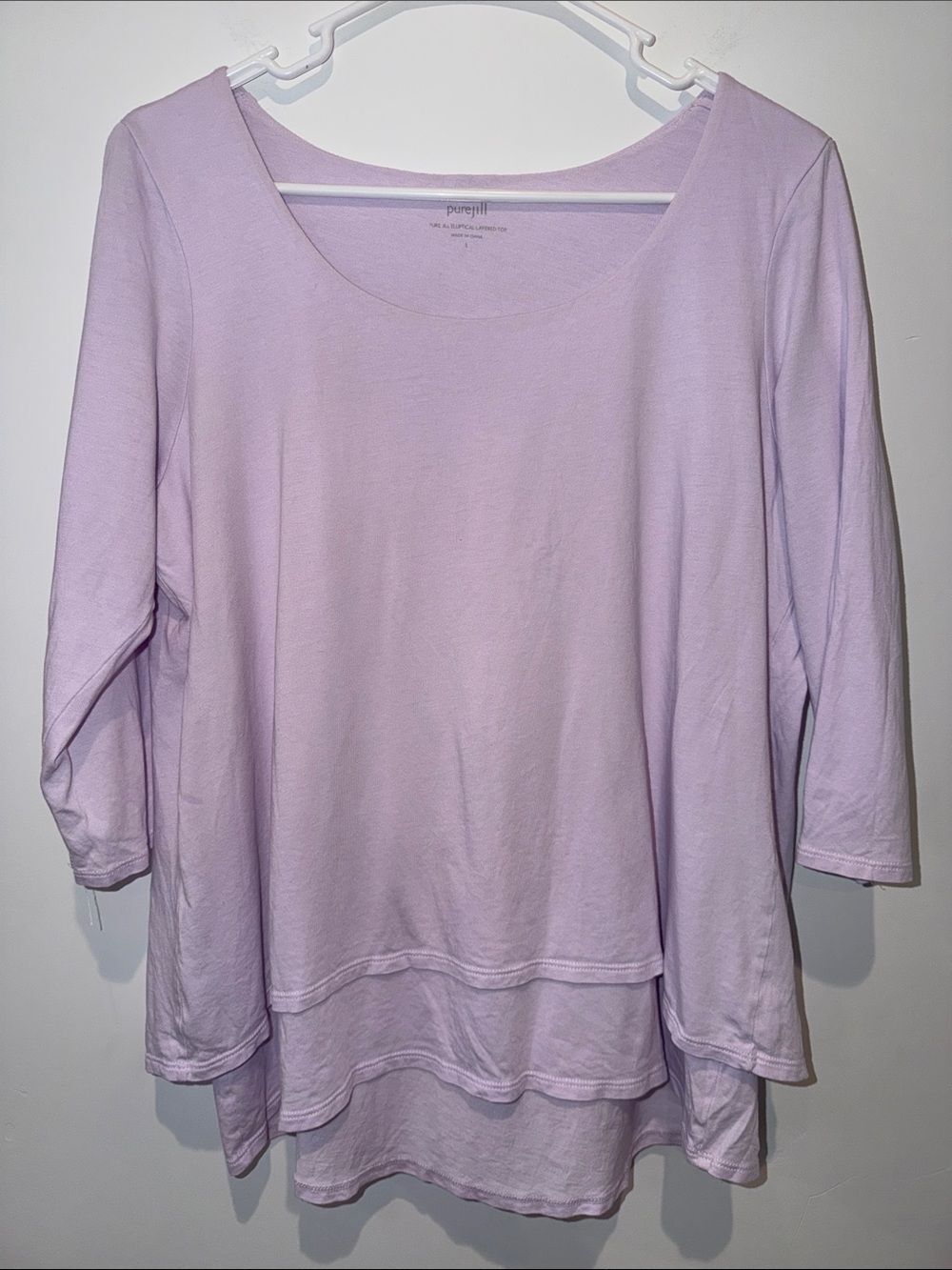 J. Jill Pure Jill Elliptical Layered Top Lilac Purple Women's Size Large